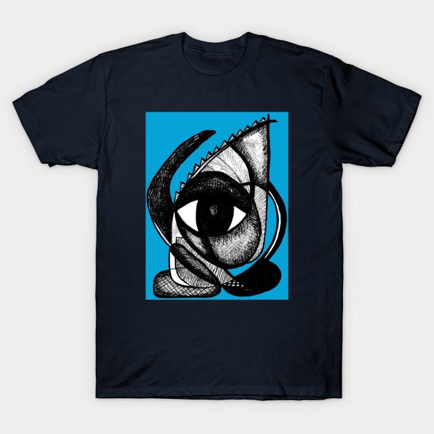 "I see you" - African Symbolic Surrealist Art - Blue T-Shirt by Tony Cisse Art Originals